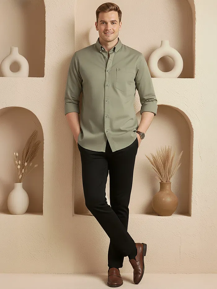 Olive Button Down Oxford Shirts