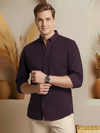 Wine Button Down Oxford Shirts