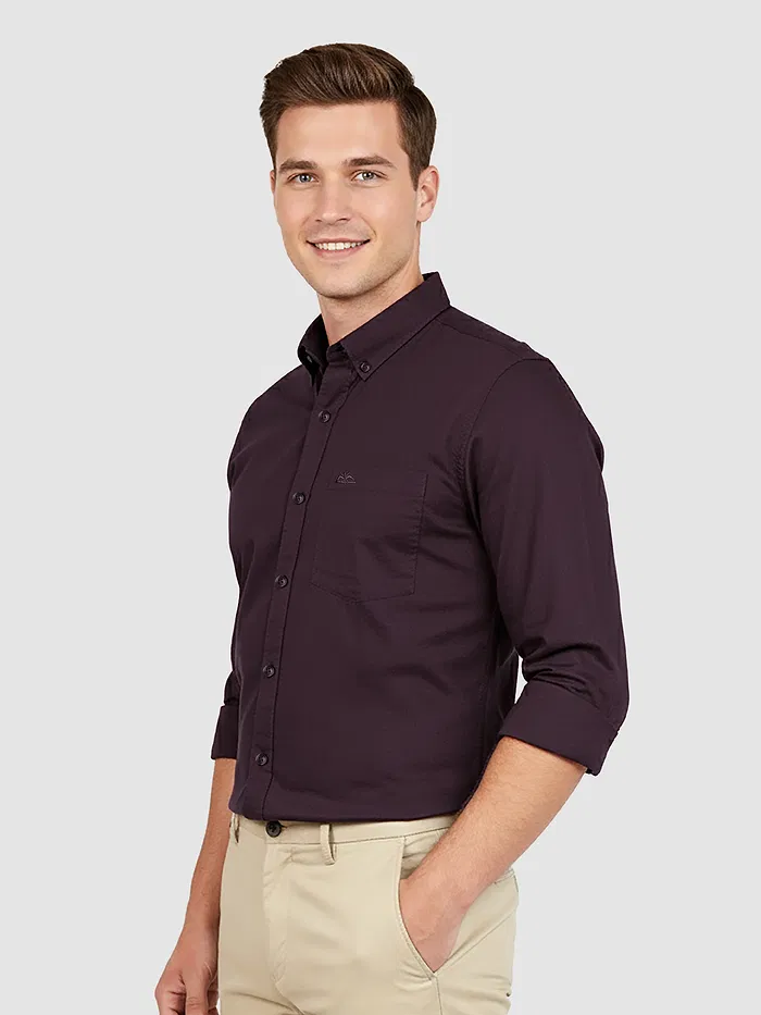 Wine Button Down Oxford Shirts