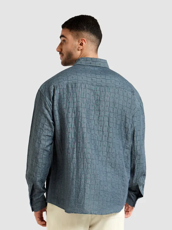 Airforce Blue Textured Jacquard Shirt