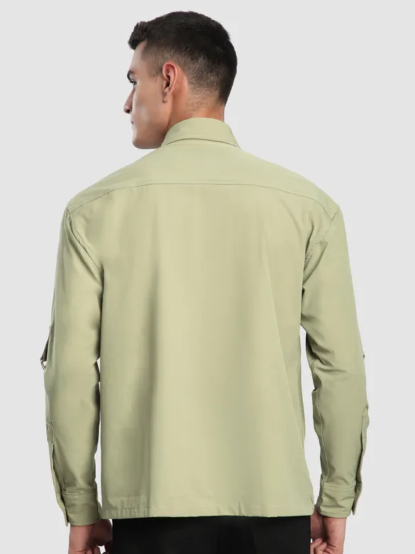 Beige Roll Up Sleeve Shirt
