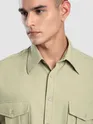 Beige Roll Up Sleeve Shirt