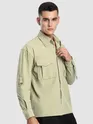Beige Roll Up Sleeve Shirt