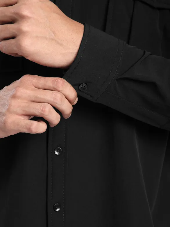Black Roll Up Sleeve Shirt