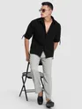 Black Roll Up Sleeve Shirt