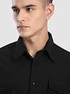 Black Roll Up Sleeve Shirt