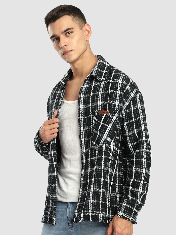 Black Rugged Flannel Overshirt