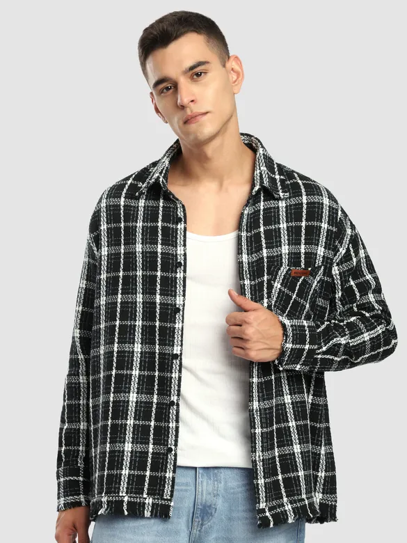Black Rugged Flannel Overshirt