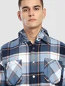 Blue Detachable Hoodie Flannel Shirt