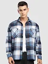Blue Detachable Hoodie Flannel Shirt