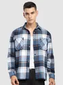 Blue Detachable Hoodie Flannel Shirt