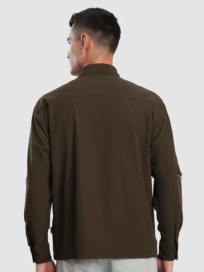 Brown Roll Up Sleeve Shirt