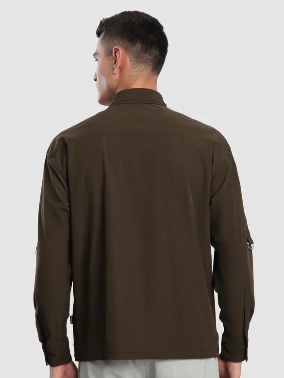 Brown Roll Up Sleeve Shirt