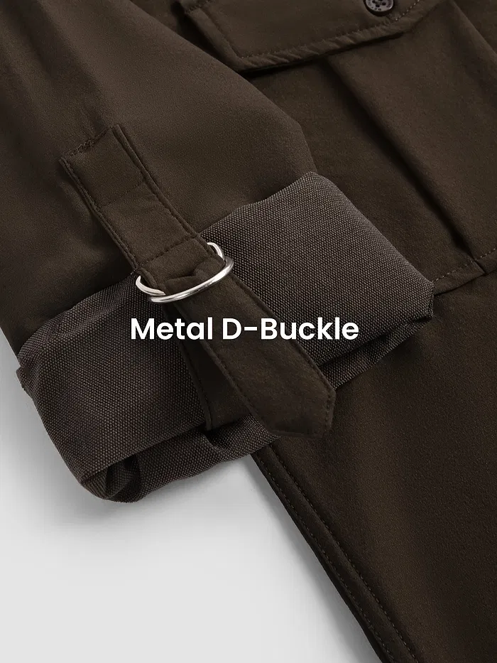 Brown Roll Up Sleeve Shirt