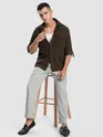 Brown Roll Up Sleeve Shirt