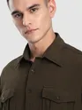 Brown Roll Up Sleeve Shirt