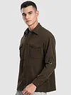 Brown Roll Up Sleeve Shirt