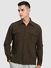 Brown Roll Up Sleeve Shirt