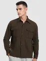 Brown Roll Up Sleeve Shirt