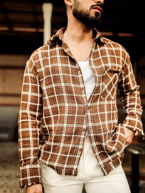 Brown Rugged Flannel Overshirt