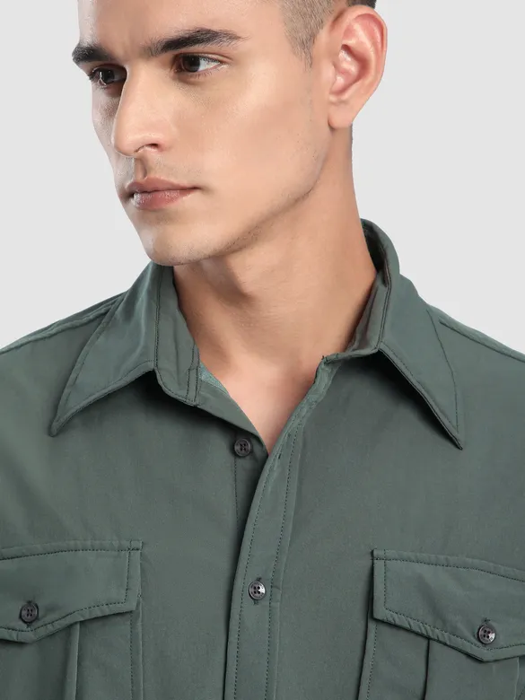 Grey Roll Up Sleeve Shirt