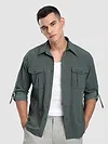 Grey Roll Up Sleeve Shirt