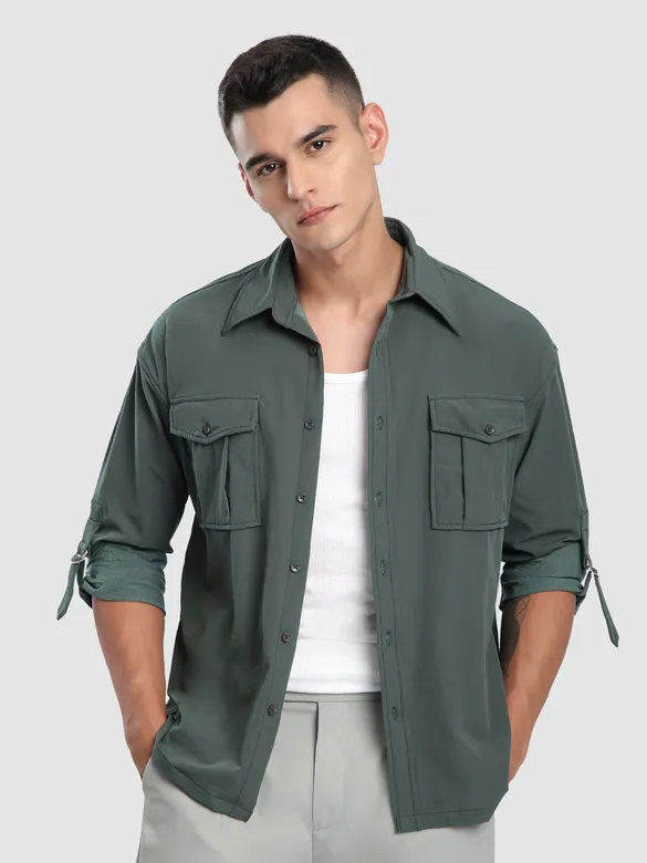 Grey Roll Up Sleeve Shirt