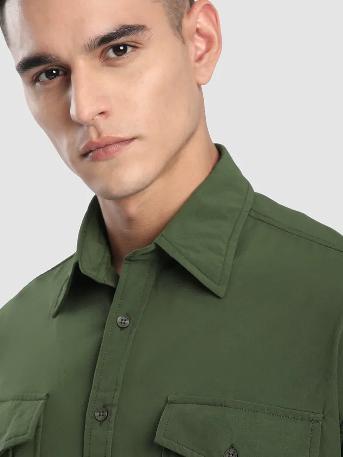 Olive Roll Up Sleeve Shirt