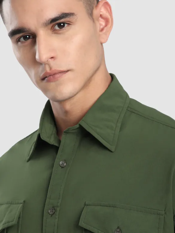 Olive Roll Up Sleeve Shirt
