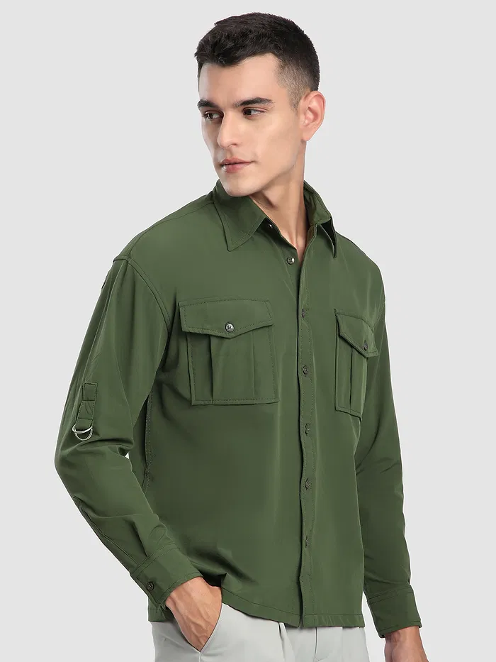 Olive Roll Up Sleeve Shirt