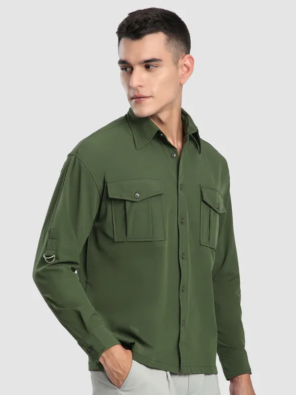 Olive Roll Up Sleeve Shirt