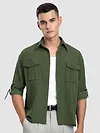 Olive Roll Up Sleeve Shirt