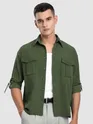 Olive Roll Up Sleeve Shirt