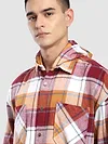 Orange Detachable Hoodie Flannel Shirt