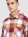 Orange Detachable Hoodie Flannel Shirt