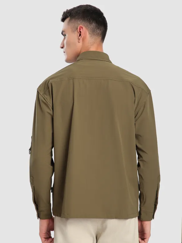Peanut Brown Roll Up Sleeve Shirt