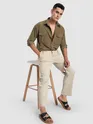 Peanut Brown Roll Up Sleeve Shirt