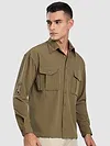 Peanut Brown Roll Up Sleeve Shirt