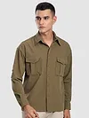 Peanut Brown Roll Up Sleeve Shirt