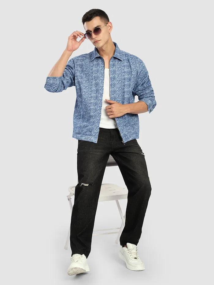 Airforce Blue Color Blast Shacket