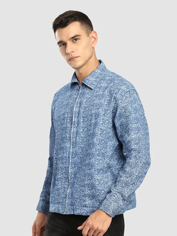 Airforce Blue Color Blast Shacket