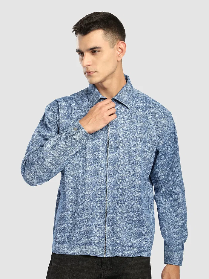 Airforce Blue Color Blast Shacket