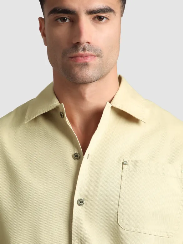 Beige Solid Multipocket Shacket