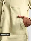Beige Solid Multipocket Shacket