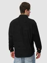 Black Geometric Textured Corduroy Shirt