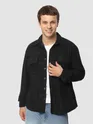 Black Geometric Textured Corduroy Shirt