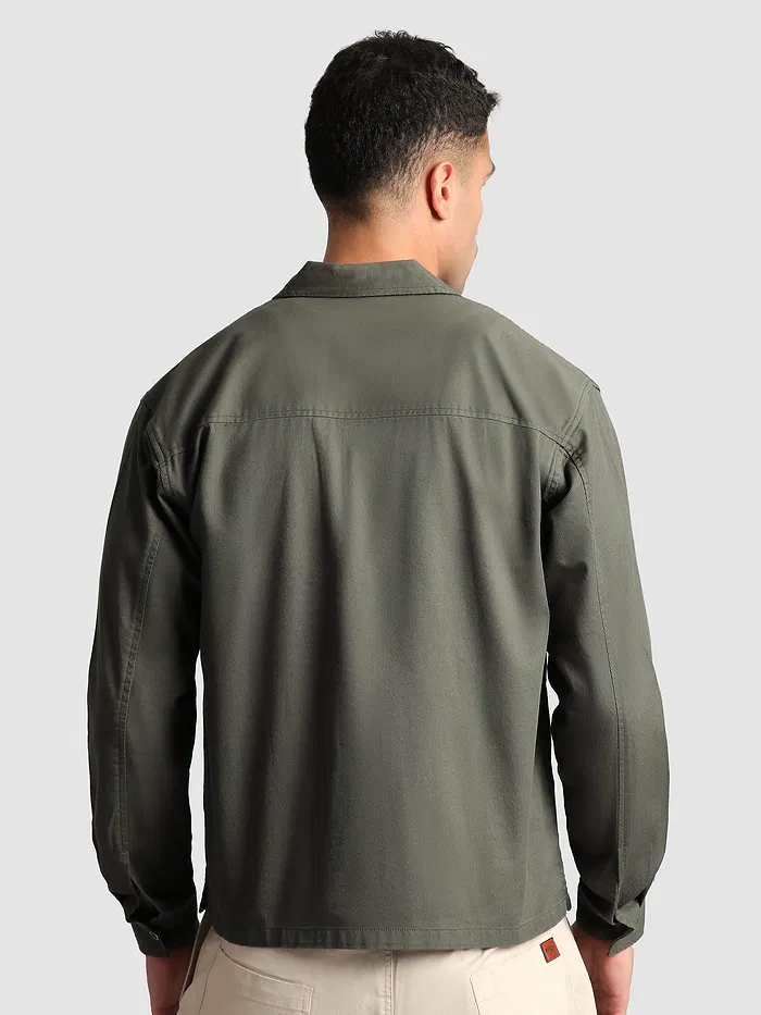 Grey Solid Multipocket Shacket