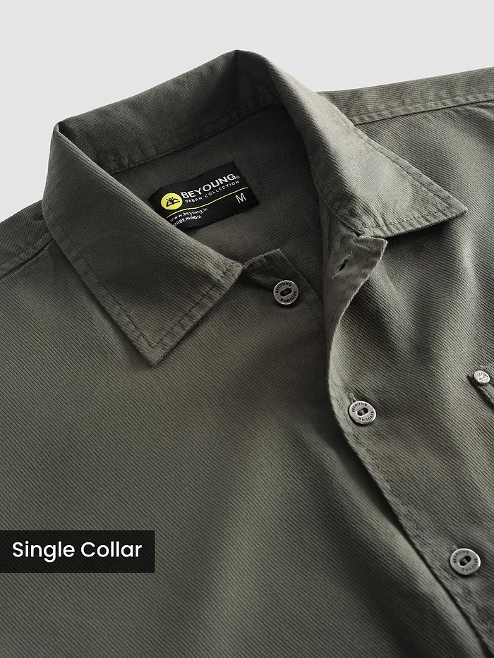 Grey Solid Multipocket Shacket