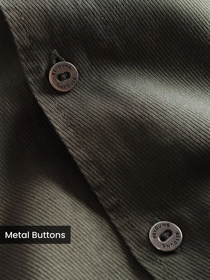 Grey Solid Multipocket Shacket