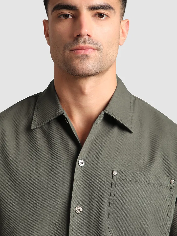 Grey Solid Multipocket Shacket